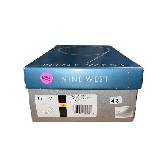 Nine West Easy Off Dark Brown/Natural Snake Pattern Round Toe Pumps Wmns 10 NEW - Picture 12 of 12